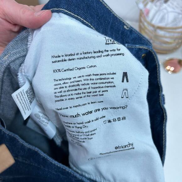 Triarchy Dark Denim High Waist High Rise Side Pocket Straight Leg Jeans 26 - Picture 8 of 8